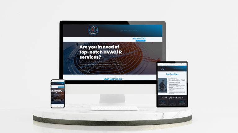 RM refrigeration website displayed on desktop, tablet, and mobile